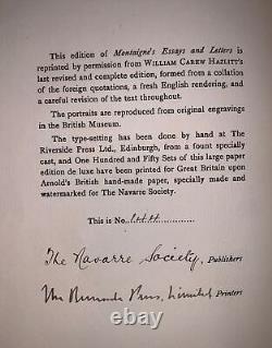 1 of 150, DELUXE LARGE PAPER, ESSAYS OF MONTAIGNE, FINELY BOUND by MAURIN, 5 VOL