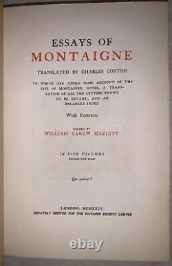 1 of 150, DELUXE LARGE PAPER, ESSAYS OF MONTAIGNE, FINELY BOUND by MAURIN, 5 VOL