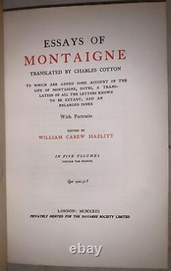 1 of 150, DELUXE LARGE PAPER, ESSAYS OF MONTAIGNE, FINELY BOUND by MAURIN, 5 VOL