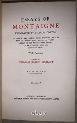 1 of 150, DELUXE LARGE PAPER, ESSAYS OF MONTAIGNE, FINELY BOUND by MAURIN, 5 VOL