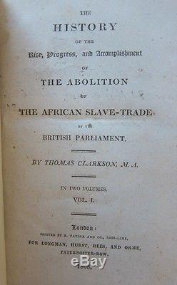 1808Clarkson's HISTORY OF SLAVE TRADEFIRST EDITIONslavery abolitionism racism