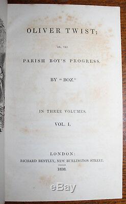 1838 Oliver Twist 3 Vols 1st State Charles DICKENS Signed Letter Gads Hill Paper