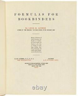 1905 Louis Kinder FORMULAS FOR BOOKBINDERS SIGNED & NUMBERED True First RARE