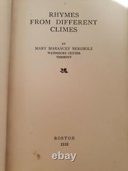 1918 Rhymes From Different Climes Signed 1st Edition Mary Marancey Bergholz USA