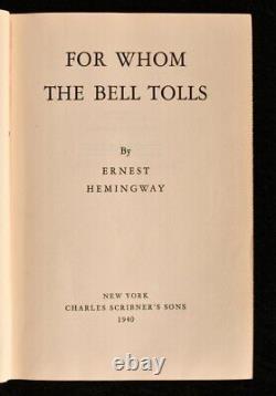 1940 For Whom The Bell Tolls Ernest Hemingway 1st Edition Signed Scarce