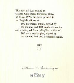 1978 SIGNED (no. 23/100) William S. Burroughs 1st. Ed. Letters to Allen Ginsberg