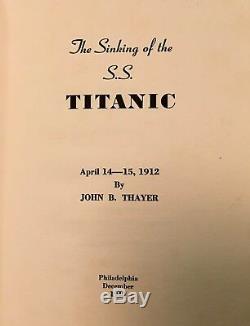 1st Ed 1940 John Thayer Sinking Of The Titanic Signed Ltd. Ed White Star Line