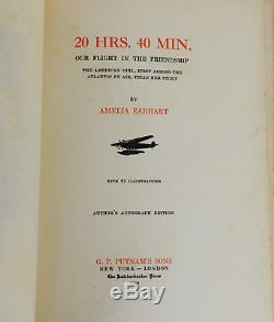 20 hrs. 40 min. AMELIA EARHART SIGNED Limited First Edition 1928 Flag Aviation