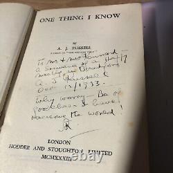 Alcoholics Anonymous signed One Thing I Know (1933) AJ Russell, 1st Edition