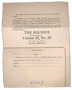 Aleister Crowley Signed Letter & Equniox Of The Gods Prospectus, Occult, Thelema