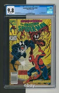 Amazing Spider-Man #362, CGC 9.8, 2nd Carnage, Newsstand, Venom! , Marvel Comics