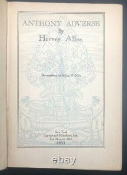 Anthony Adverse Hervey Allen SIGNED & INSCRIBED True First 1st/1st Edition