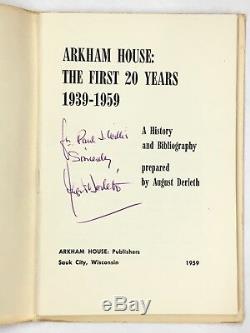 Arkham House Chapbooks (3) Incl 1959 Signed 1st Ed August Derleth First 20 Years