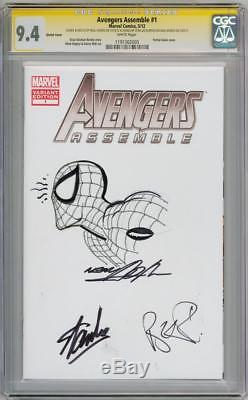 Avengers Assemble 1 Cgc Signature Series Signed Stan Lee Adams Spider-man Sketch