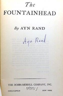 Ayn Rand THE FOUNTAINHEAD Signed 1st Edition Early Printing
