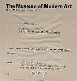 BRUCE DAVIDSON East 100th Street (1970) 1st Ed. + Signed Letter + MOMA print