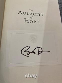 Barack Obama signed1st Edition Audacity of HopeWhite House Bookplate + Letter
