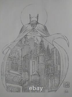 Batman Night Vigil Rare B & W Sketch Proof Bob Kane Signed Coa + Vintage Bm Seal