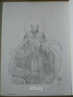 Batman Night Vigil Rare B & W Sketch Proof Bob Kane Signed Coa + Vintage Bm Seal