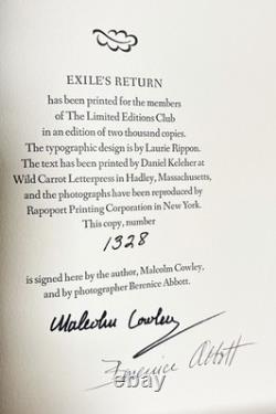 Berenice Abbott Malcolm Cowley / EXILE'S RETURN Signed 1st Edition