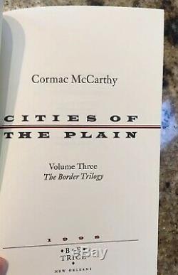 CORMAC McCARTHY Signed Limited Edition CITIES OF THE PLAIN Numbered B. E. TRICE