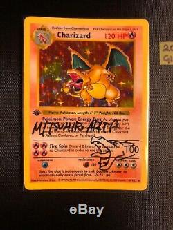 Charizard 4/102 1st Edition Shadowless Signed By Mitsuhiro Arita Pokemon Card