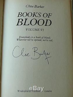 Clive Barker. Books of Blood Volumes I-VI. Signed 1st Editions. Mint