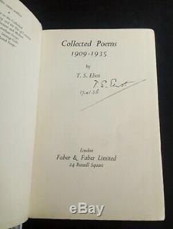 Collected Poems, 1909-1935 T. S. Eliot 1936 First Edition signed by the author