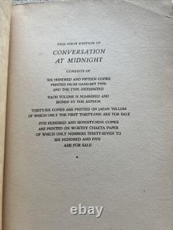 Conversation At Midnight First Edition, Signed and Numbered, Uncut pages