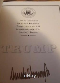 DONALD TRUMP SIGNED LEATHER EASTON PRESS BOOK HOW TO GET RICH President USA MAGA