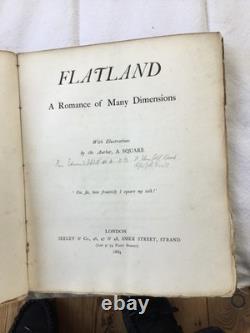 Flatland A Romance of Many Dimensions by Edwin A Abbott 1884 1st Edition Signed