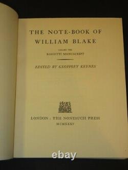 GEOFFREY KEYNES The Note-Book of William Blake SIGNED 1935 1st Edition