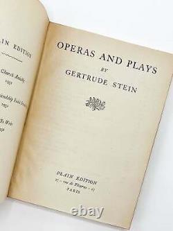 Gertrude Stein / OPERAS AND PLAYS Signed 1st Edition 1932