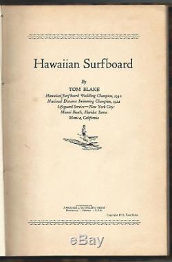 Hawaiian Surfboard by Tom Blake Tapa Cover 1935 VERY RARE, signed