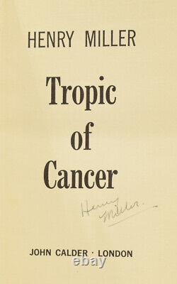 Henry MILLER / Tropic of Cancer Signed 1st Edition