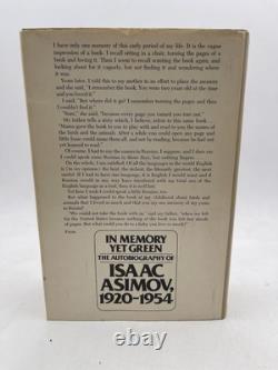 Isaac Asimov SIGNED 1ST EDITION 1ST PRINT In Memory Yet Green Autobiography HC