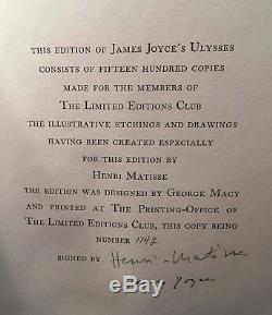 JAMES JOYCE ULYSSES Illustrated HENRI MATISSE 1/250 signed slipcase 1935