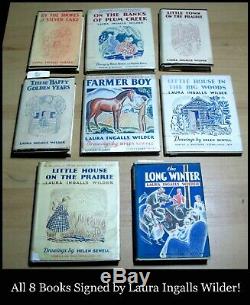 LAURA INGALLS WILDER 8 Signed Books DJs Little House on the Prairie 1st Late vtg