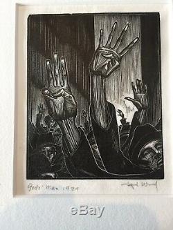 LYND WARD Signed Limited Edition GODS' MAN PLATE 13 Wood Engraving MINT'Rally