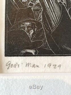 LYND WARD Signed Limited Edition GODS' MAN PLATE 13 Wood Engraving MINT'Rally