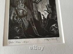 LYND WARD Signed Limited Edition GODS' MAN PLATE 13 Wood Engraving MINT'Rally