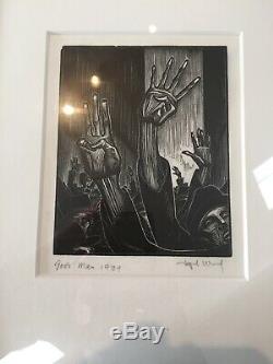 LYND WARD Signed Limited Edition GODS' MAN PLATE 13 Wood Engraving MINT'Rally