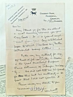 Lady Wentworth Signed Letter & more 1938 Thoroughbred Racing Stock 1st Edition