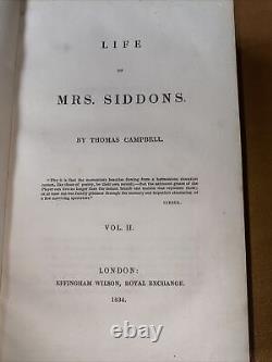 Life Of Mrs Siddons, Thomas Campbell, 1st Edition, 2 Volumes, Signed By Author