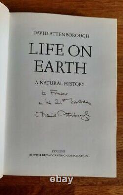 Life on Earth SIGNED by David Attenborough 1979 1st Edition Reprint Hardback