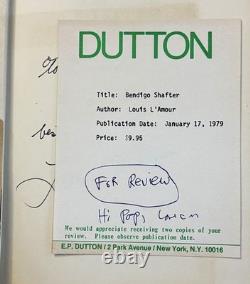 Louis L'Amour / BENDIGO SHAFTER Signed 1st Edition 1979