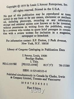 Louis L'Amour / BENDIGO SHAFTER Signed 1st Edition 1979