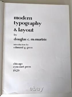 Modern Typography & Layout- Douglas C McMurtrie 1929 signed 1st Edition signed