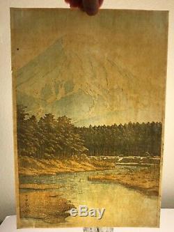Mt. Fuji Seen from Oshino by Kawase Hasui ORIGINAL Woodblock Print 1st Edition