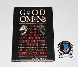 NEIL GAIMAN SIGNED'GOOD OMENS' FIRST EDITION PRINTING 1st/1st BOOK BECKETT COA